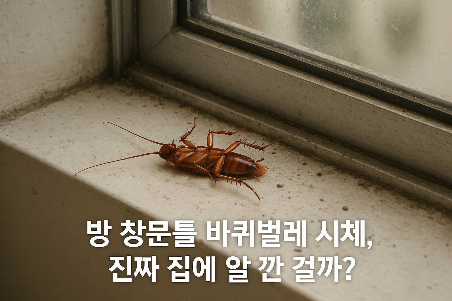 방 창문틀 바퀴벌레 시체, 진짜 집에 알 깐 걸까?